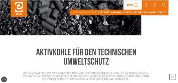 Aktivkohlen und Aktivkokse für die industrielle Gas-, Luft- und Wasserreinigung